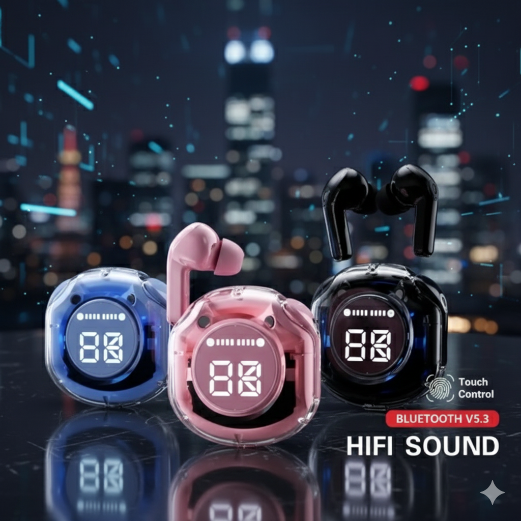Air 39 Wireless Earbuds with Transparent Design & LED Display