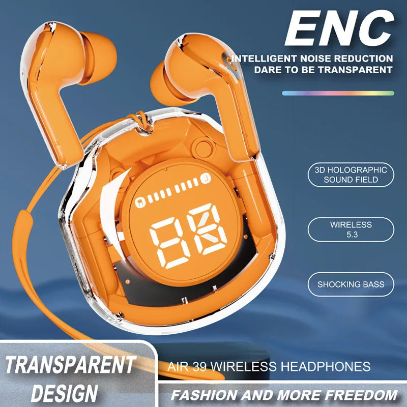Air 39 Wireless Earbuds with Transparent Design & LED Display