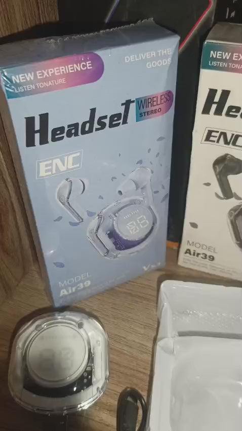 Air 39 Wireless Earbuds with Transparent Design & LED Display